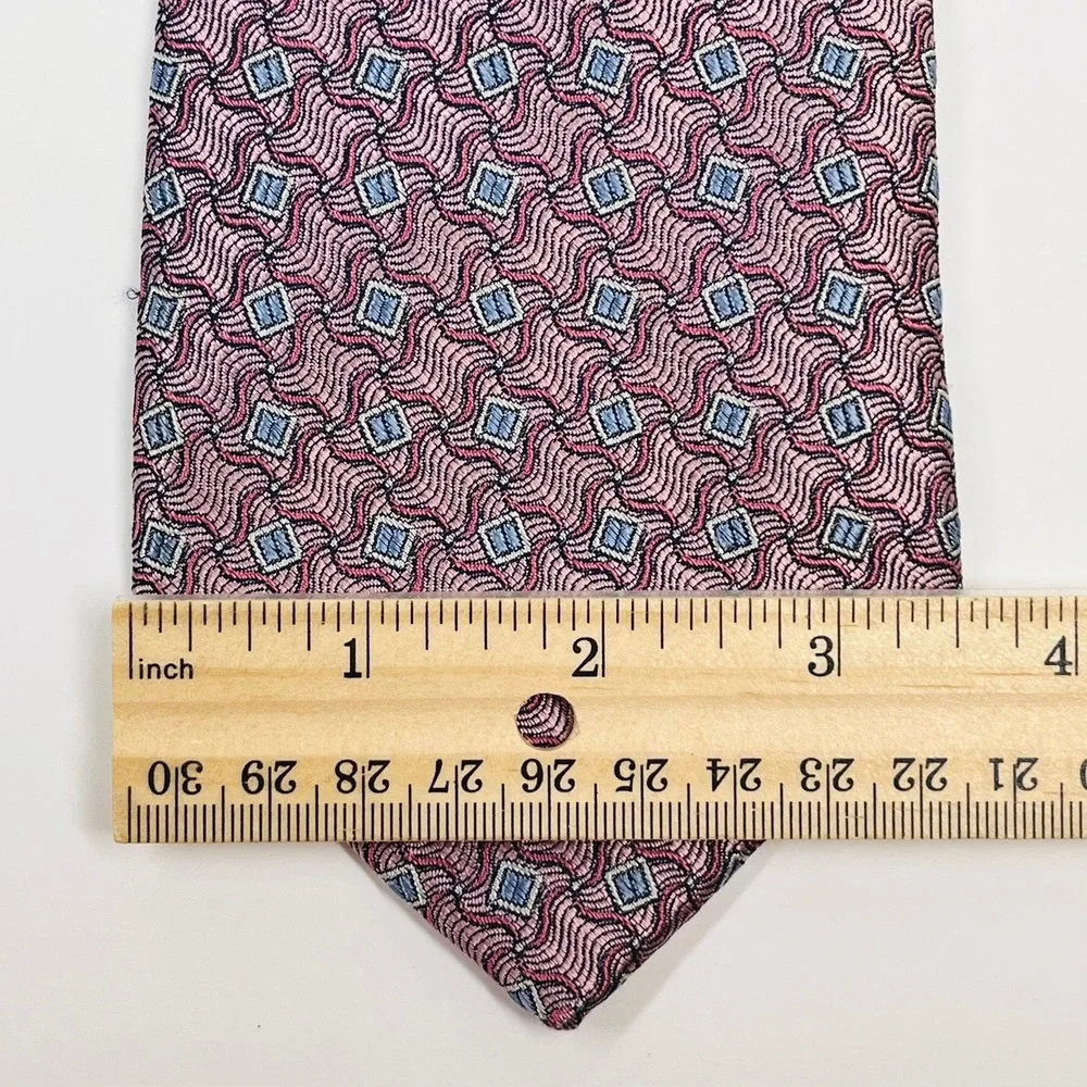 Jos. A. Bank Silk Tie Mens OS Pink Blue Geometric Signature Collection‎ Luxury